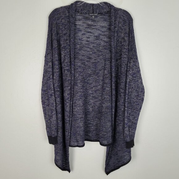 Eileen Fisher Linen Blend Italian Yarn Open Front Cardigan Long Line Blue XL - Picture 1 of 13